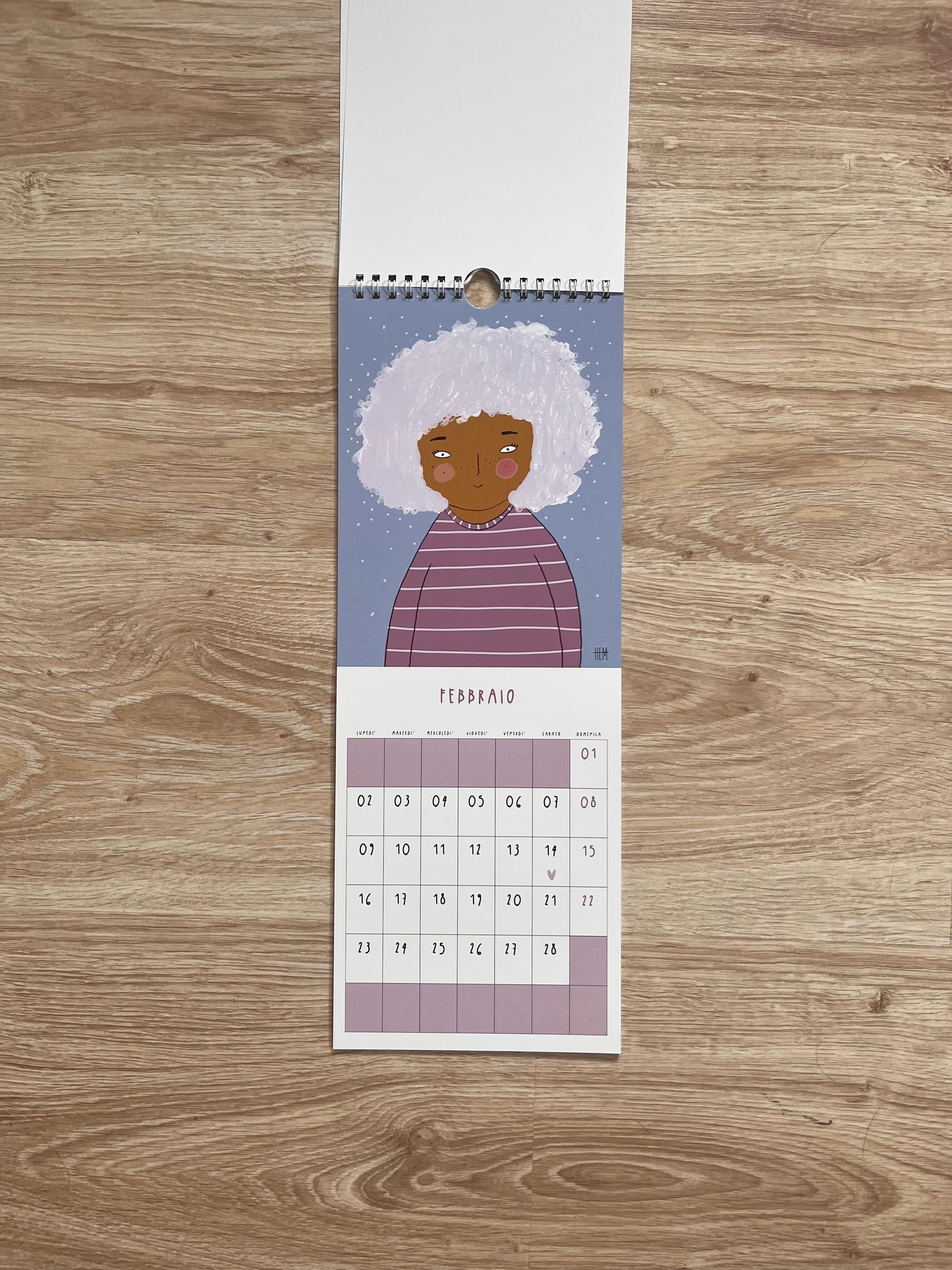 calendario illustrato febbraio